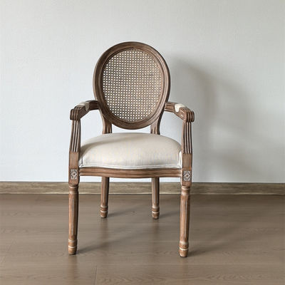 Современный дизайн стиль Нитролакировка Окончание французский винтажный стиль индивидуальная деревянная столовая ткань Louis кресло для поддержки рук