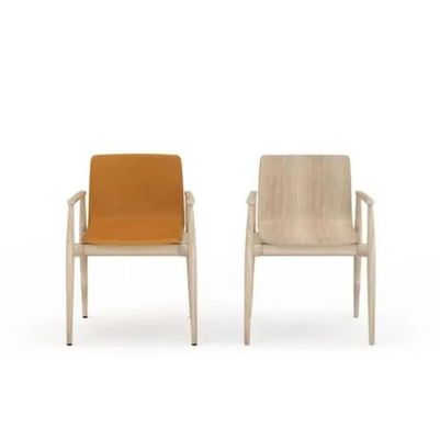 Nordic Light Luxury Solid Wood Armchair Leather upholstered Dining Chair for Hotel Cafe and Living Room Mail Packing (Скандинавский легкий роскошный кресло из массивного дерева из кожи)