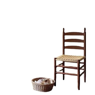 Нет складываемый наклоненный спинной решеток столовый стул с ручной массивной древесиной и веревкой тканей подушки OEM обслуживание принято