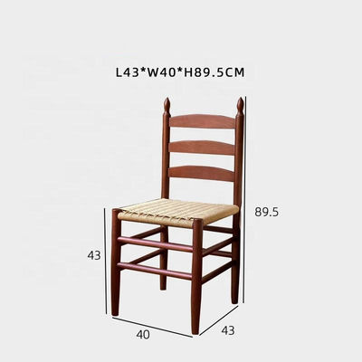 Нет складываемый наклоненный спинной решеток столовый стул с ручной массивной древесиной и веревкой тканей подушки OEM обслуживание принято