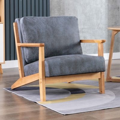Nordic Morden Solid Wood Vintage Single Sofa Wooden Leisure Arm Chair Утепленный диван Лежачий стул