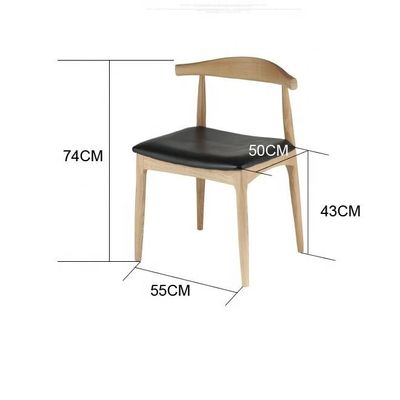 Гостиничный современный пищевой стул из PU кожи из твердого дерева без складок и современный дизайн рога
