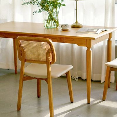 Деревянный столовый стул из ротана в стиле Nordic Leisure для современного интерьера