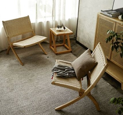 Без усилий элегантность лакированная отделка скандинавский классический тканевый шнур твердое дерево складной стул для гостиной