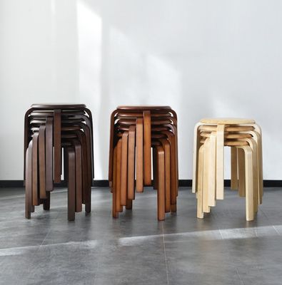 OEM-сервис Принято Мода Простой стул Современный быт Небольшие круглые твердые деревянные складываемые стулья Деревянный стул Изогнутый деревянный стул