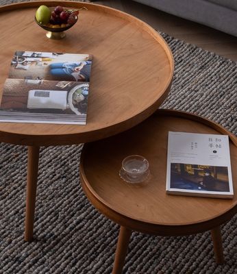 Современный дизайн скандинавского массивного дерева круглый кофейный стол для гостиной