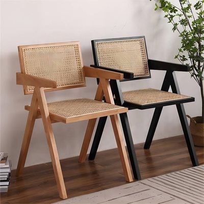 Природный цвет Современный твердый деревянный ротанный столовый кресло с современным дизайном