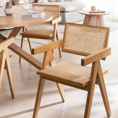 Morden Dining Fruniture Специфическое столовое кресло для винтажного садового тростника Раттанная валка Деревянный кресло в гостиничной столовой