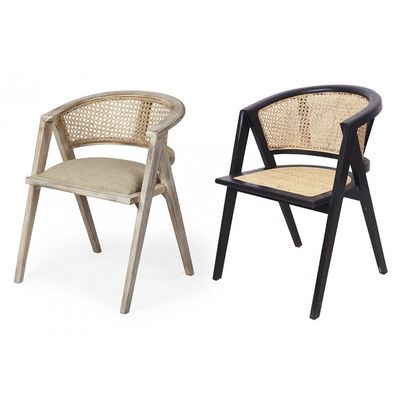 Гостиница Nordic Solid Wood Wicker Rattan Back Стул для обеда Гостиная Русалка из ротана