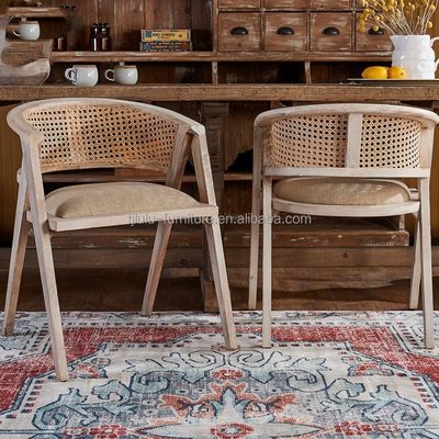 Гостиница Nordic Solid Wood Wicker Rattan Back Стул для обеда Гостиная Русалка из ротана