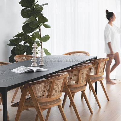 Гостиница Nordic Solid Wood Wicker Rattan Back Стул для обеда Гостиная Русалка из ротана