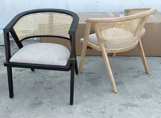 Гостиница Nordic Solid Wood Wicker Rattan Back Стул для обеда Гостиная Русалка из ротана