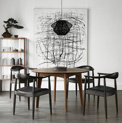 ПУ кожаное сиденье деревянное столовое кресло W61*D55*H76CM для современных ресторанов скандинавского дизайна в 2023 году