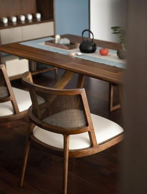 Ashwood Frame Nordic Design Modern Solid Wood PU Leather Rattan Dining Room Restaurant Chair 2023 для кафе и ресторанов