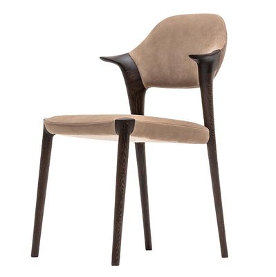 Улучшите свой обеденный зал современным итальянским столом из массивного дерева, подлокотниками из черной/коричневой кожи или бархатной шкуры