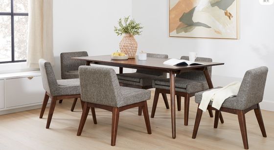 Почтовая упаковка Скандинавская современная деревянная конструкция ткань столовый стул для ресторана гостиница резиновый деревянный каркас