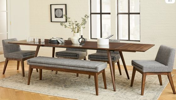 Почтовая упаковка Скандинавская современная деревянная конструкция ткань столовый стул для ресторана гостиница резиновый деревянный каркас