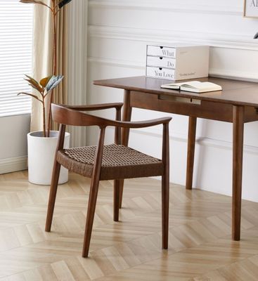 Домашняя мебель современный североевропейский стиль тканеная шнуровая столовые стулья с резиновой деревянной рамой