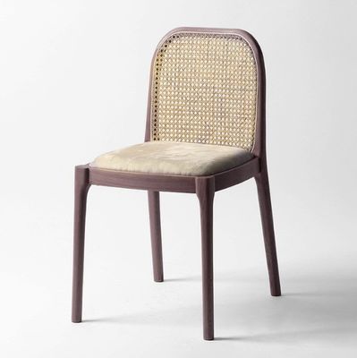 Стул для обеда из бараниной шерсти/бархатного ратана W47*D50*H78CM Роскошное современное дерево для мебели в гостиной