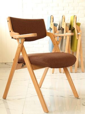 Складные стулья Ткань Дубовое дерево Металл Складные столы для обеда для мероприятий W50*D60*H82CM Мебель для столовой