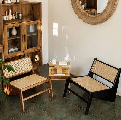 Современный дизайн Leisure Lounge Chairs Деревянная мебель Гостиная кресла с естественным дубовым каркасом Раттан деревянный стул