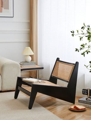 Современный дизайн Leisure Lounge Chairs Деревянная мебель Гостиная кресла с естественным дубовым каркасом Раттан деревянный стул