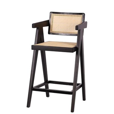 Высокий стул из твердого дерева с спинкой и руками натуральный/ореховый/черный