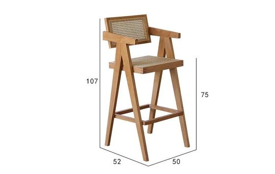 Высокий стул из твердого дерева с спинкой и руками натуральный/ореховый/черный