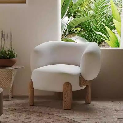 NO Свернутый Северный салон Leisure Wood Sofa Chair в натуральном/ореховом цвете с подушкой