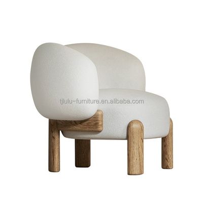 NO Свернутый Северный салон Leisure Wood Sofa Chair в натуральном/ореховом цвете с подушкой