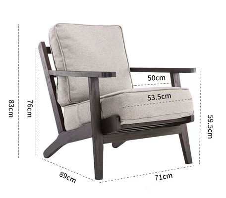 Стол из ткани из массивного дерева Nitrolacquer Finish Leisure Lounge Chair для гостиной