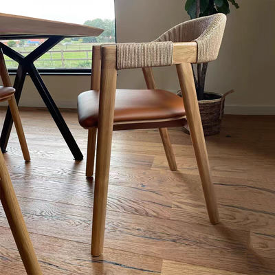 Офисное здание Стол в столовой с тканым шнуром и лакированной отделкой в винтажном деревянном дизайне