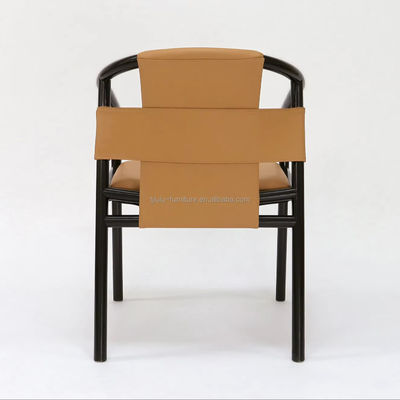 Специфический столовый стул с плотной деревянной рамой Leisure Lounge Accent Arm Chairs with Brown Saddle Leather