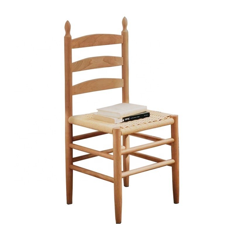Нет складываемый наклоненный спинной решеток столовый стул с ручной массивной древесиной и веревкой тканей подушки OEM обслуживание принято