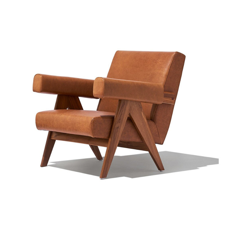 Развлекательный салон Сольный деревянный диван стул с настраиваемой PU кожи и пепельной деревянной рамы