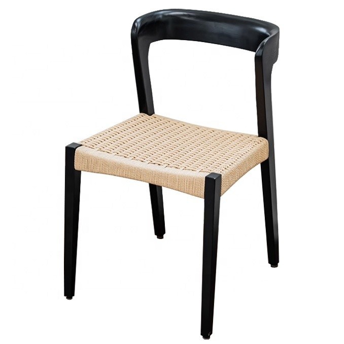 Современный стол для ресторана из твердого дерева с веревочным сиденьем и пользовательским логотипом