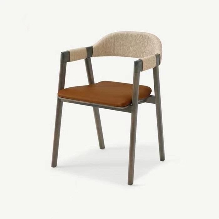 Офисное здание Стол в столовой с тканым шнуром и лакированной отделкой в винтажном деревянном дизайне